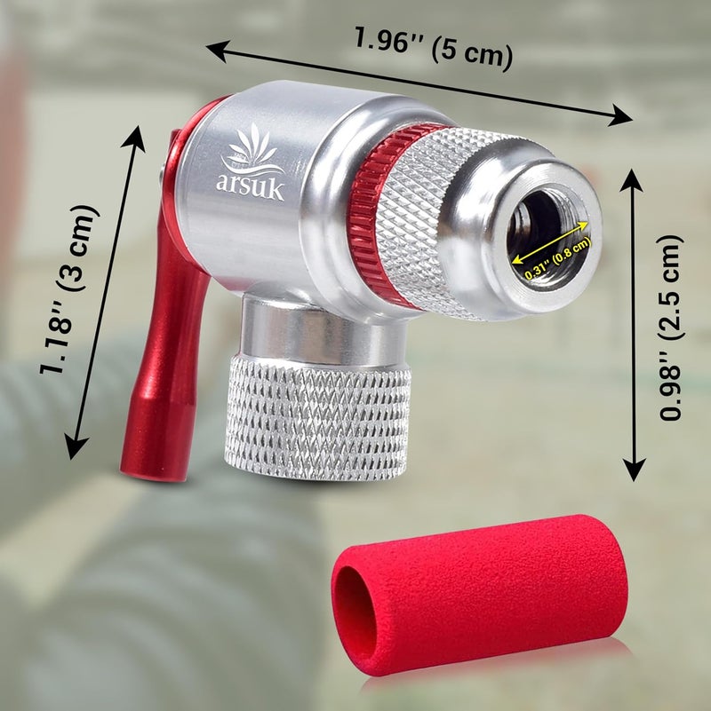 ARSUK CO2 Bike Tire Inflator – Quick-Release Mini CO2 Inflator for Presta & Schrader Valves – Lightweight CO2 Bike Pump for Road, MTB & Hybrid – Fits Threaded 12g/16g/25g Cartridges – No CO2 Included - Image 2